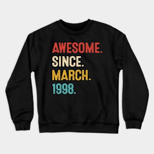 march 1998 vintage birthday retro Crewneck Sweatshirt